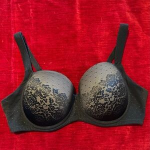 Soma Lightly Padded Black Floral Lace Bra